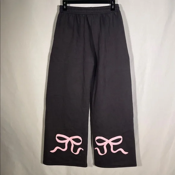 EDIKTED WOMENS BONNEY BOW DETAIL SWEATPANTS WIDE LEG SMALL NWT - Picture 5 of 8